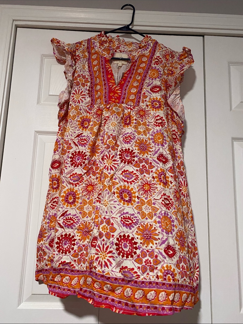 Umgee Floral Print Sleeveless Tunic in Pink & Orange